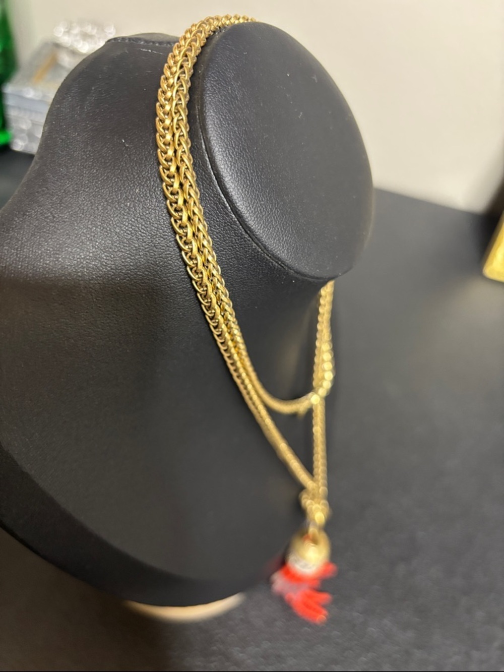 Stella & Dot Retired Natasha Glass Beaded Tassel Long Chain Gold Tone Necklace - Picture 5 of 6